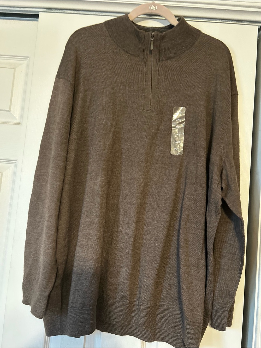 Charter Club Men's Quarter-Zip Sweater Pullover - Brown 2XL
